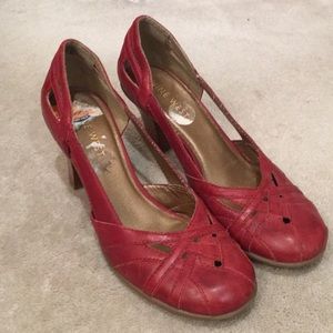 Red leather Nine West heels